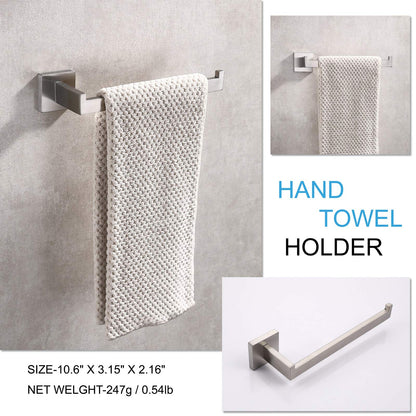 Square Hand Towel Holder Ring Wall Mounted Modern Towel Bar Bathroom Kitchen V324-HO-TTHOLD-SI
