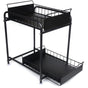 2 Tier Under Sink Storage Rack Kitchen Organizer Steel Frame with Removable Baskets & Suction Feet Black V324-HO-UNDSINKRACK-BK
