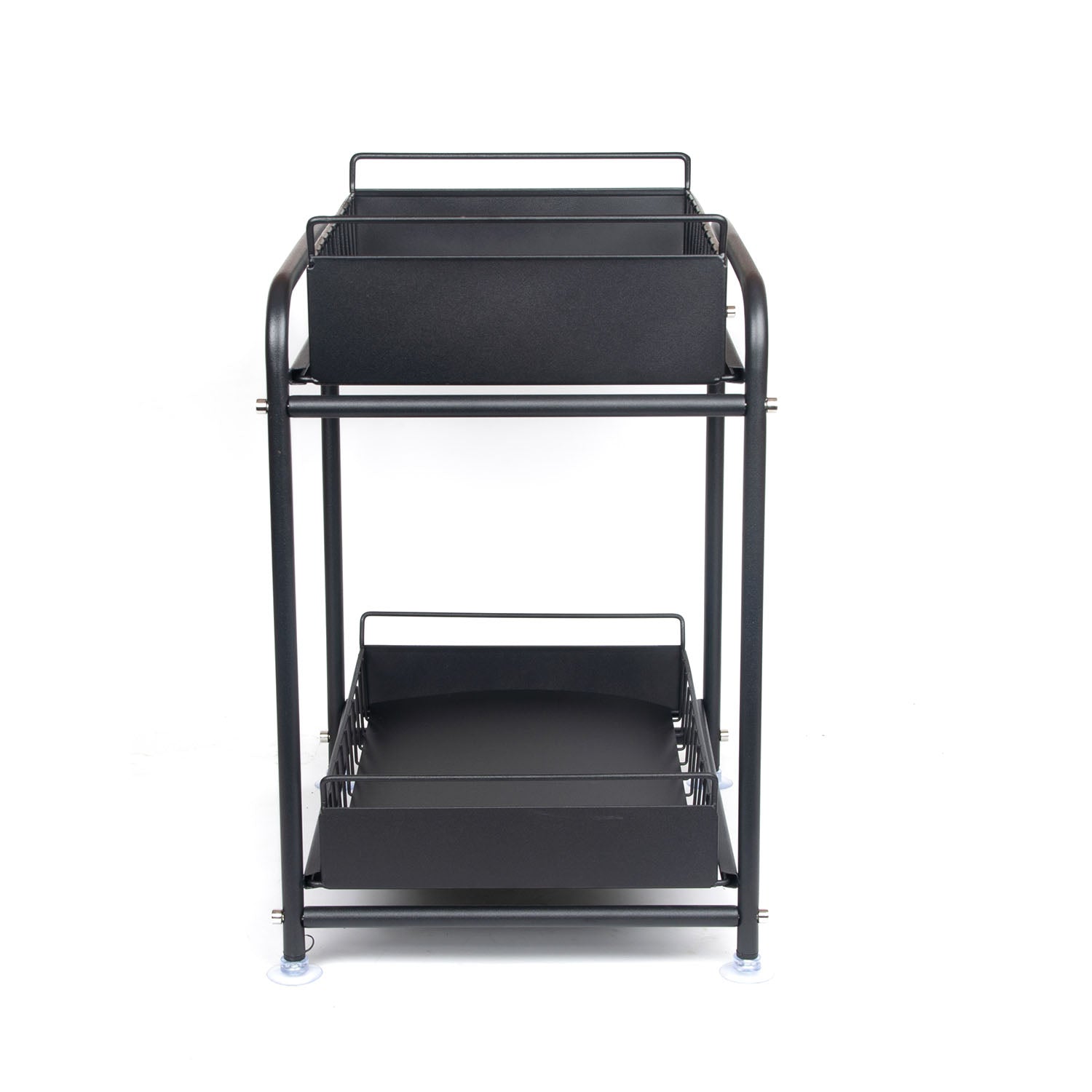 2 Tier Under Sink Storage Rack Kitchen Organizer Steel Frame with Removable Baskets & Suction Feet Black V324-HO-UNDSINKRACK-BK