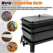 Worm Farm Factory worm wee Composter 30L 4 Trays Compost Bin Worm Farm Composting System V324-HO-WORMFBLACK-30L