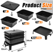 Worm Farm Factory worm wee Composter 30L 4 Trays Compost Bin Worm Farm Composting System V324-HO-WORMFBLACK-30L