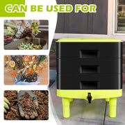 60L Large Worm Farm 3 Trays Worm Composter Bins Composting System Worm Tea V324-HO-WORMFGREEN-60L
