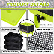 60L Large Worm Farm 3 Trays Worm Composter Bins Composting System Worm Tea V324-HO-WORMFGREEN-60L