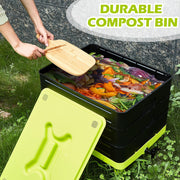 60L Large Worm Farm 3 Trays Worm Composter Bins Composting System Worm Tea V324-HO-WORMFGREEN-60L