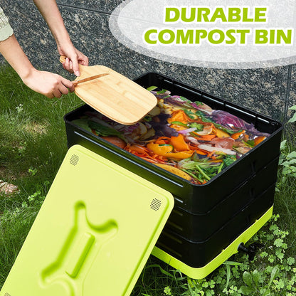 60L Large Worm Farm 3 Trays Worm Composter Bins Composting System Worm Tea V324-HO-WORMFGREEN-60L