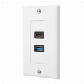HDMI USB 3.0 Audio Stereo Pass Through Component Composite Wall Plate Panel V324-HUWP