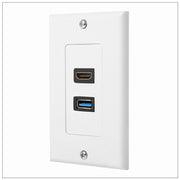 HDMI USB 3.0 Audio Stereo Pass Through Component Composite Wall Plate Panel V324-HUWP