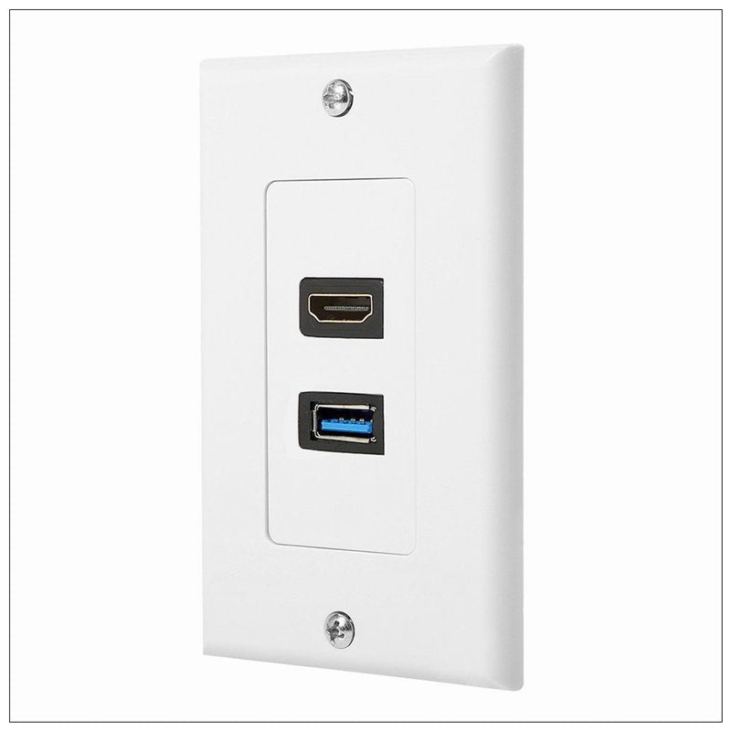 HDMI USB 3.0 Audio Stereo Pass Through Component Composite Wall Plate Panel V324-HUWP