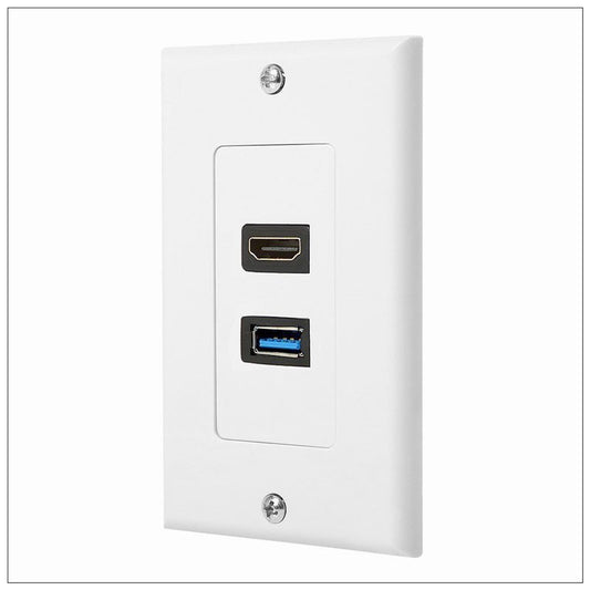 HDMI USB 3.0 Audio Stereo Pass Through Component Composite Wall Plate Panel V324-HUWP