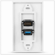 HDMI USB 3.0 Audio Stereo Pass Through Component Composite Wall Plate Panel V324-HUWP