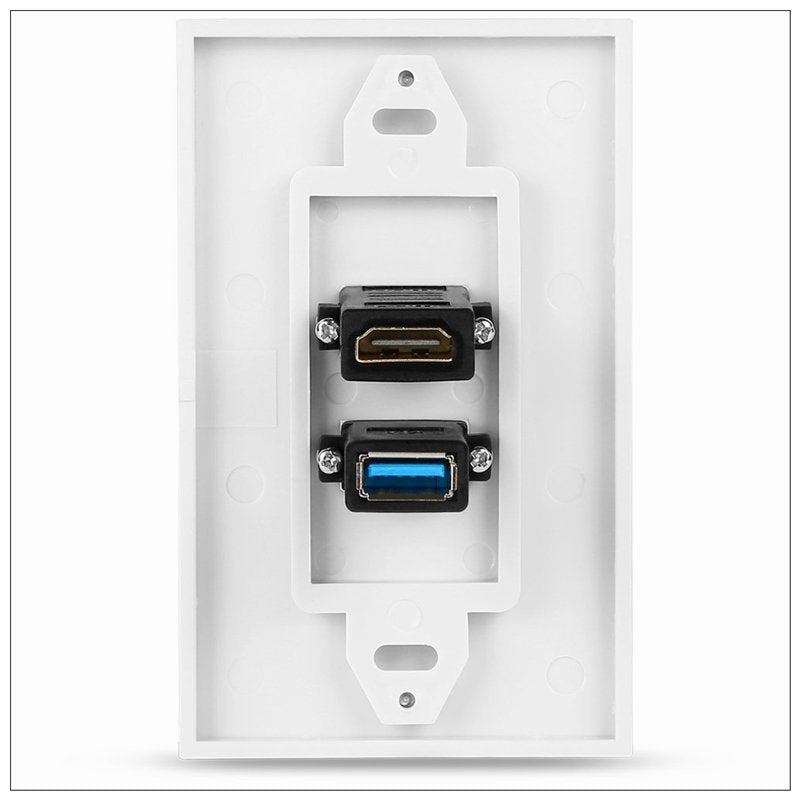 HDMI USB 3.0 Audio Stereo Pass Through Component Composite Wall Plate Panel V324-HUWP