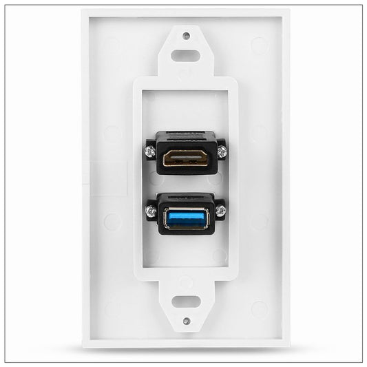 HDMI USB 3.0 Audio Stereo Pass Through Component Composite Wall Plate Panel V324-HUWP