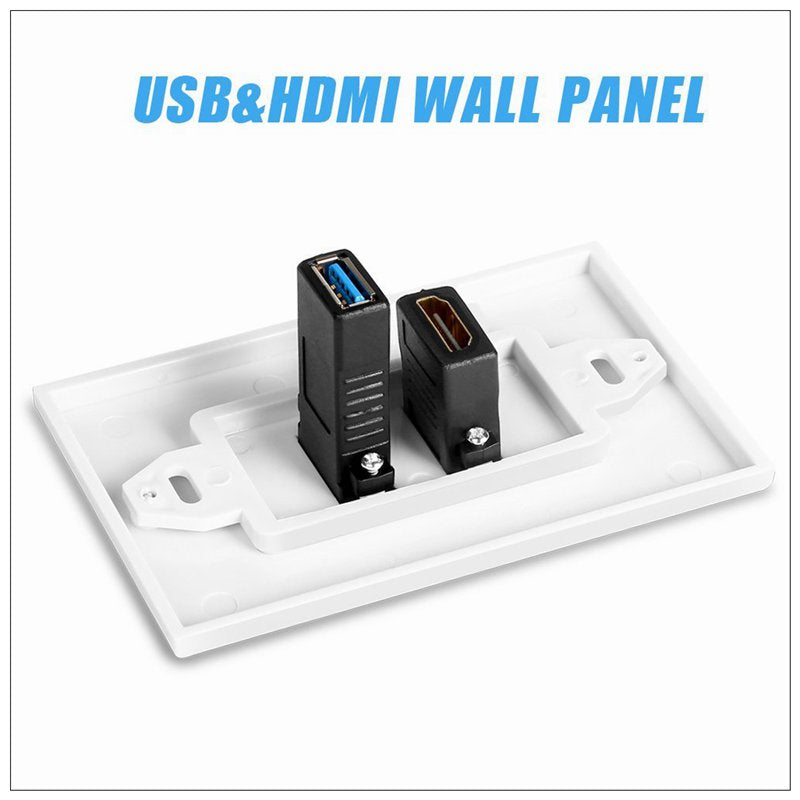 HDMI USB 3.0 Audio Stereo Pass Through Component Composite Wall Plate Panel V324-HUWP