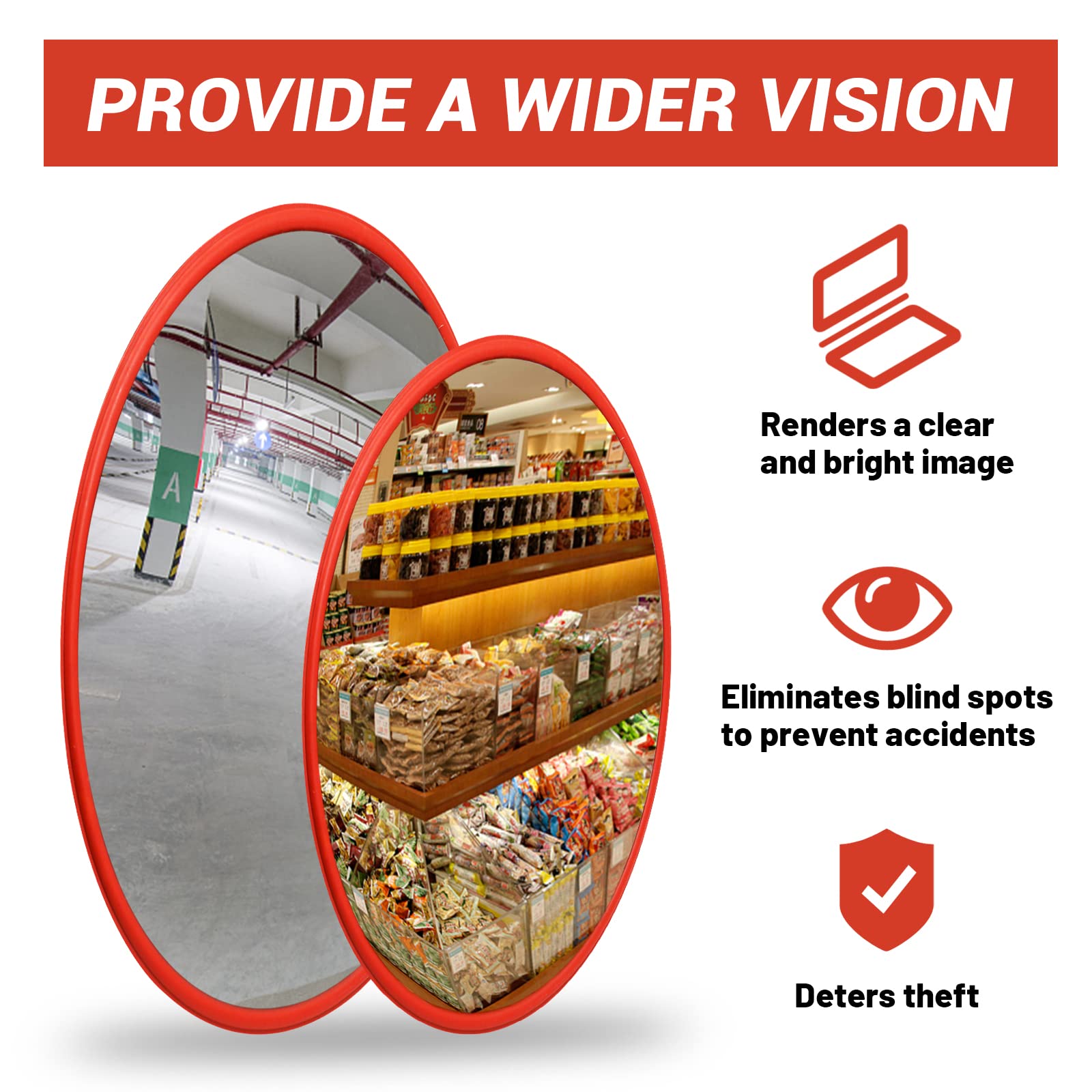 30cm Traffic Blind Spots Curved Convex Mirror Wide Angle for Driveway Warehouse Garage Security V324-IN-CURMIRROR-30CM