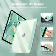 iPad 10th Case 10.9 Inch 2022 with Pencil Holder, Smart iPad Clear Case with Soft TPU Auto Wake Sleep Green V324-IP109-TPUCLE-MOCHA