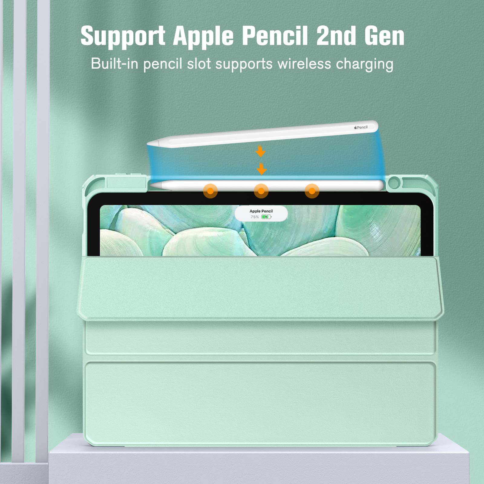 iPad 10th Case 10.9 Inch 2022 with Pencil Holder, Smart iPad Clear Case with Soft TPU Auto Wake Sleep Green V324-IP109-TPUCLE-MOCHA