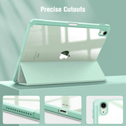 iPad 10th Case 10.9 Inch 2022 with Pencil Holder, Smart iPad Clear Case with Soft TPU Auto Wake Sleep Green V324-IP109-TPUCLE-MOCHA