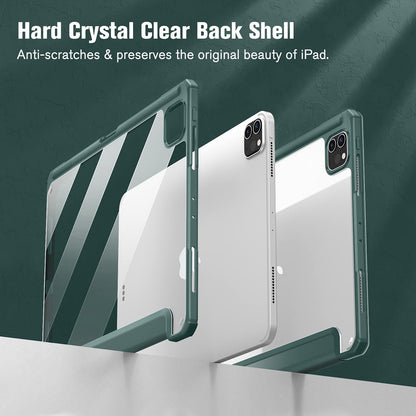 iPad Pro 11 Inch 2020-2022 Soft Tpu Smart Premium Case Auto Sleep Wake Stand Clear Cover Pencil holder Dark V324-IP11-TPUCLE-DGREEN