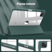 iPad Pro 11 Inch 2020-2022 Soft Tpu Smart Premium Case Auto Sleep Wake Stand Clear Cover Pencil holder Dark V324-IP11-TPUCLE-DGREEN