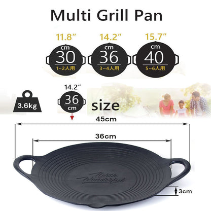 Cast Iron 36cm Korean Japanese BBQ Barbecue Grill Pan Plate Round Griddle Plate Indoor outdoor V324-JPBBQPAN36CM