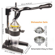 Heavy Duty Commercial Cast Iron Manual Juice Press Citrus Juicer for Oranges, Lemons, Pomegranates Durable Fruit Squeezer