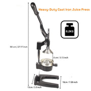 Heavy Duty Commercial Cast Iron Manual Juice Press Citrus Juicer for Oranges, Lemons, Pomegranates Durable Fruit Squeezer