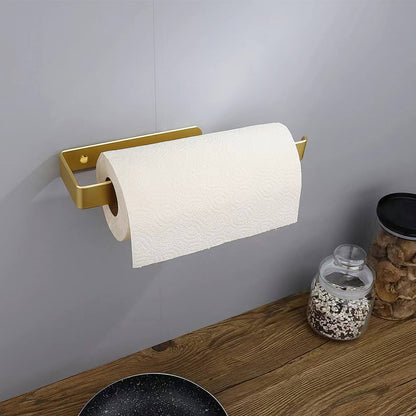 Gold Kitchen Bathroom Paper Holder Towel Holder Self Adhesive or Screw Mount 31cm V324-JWTBATHPAPRACK-31CMGD