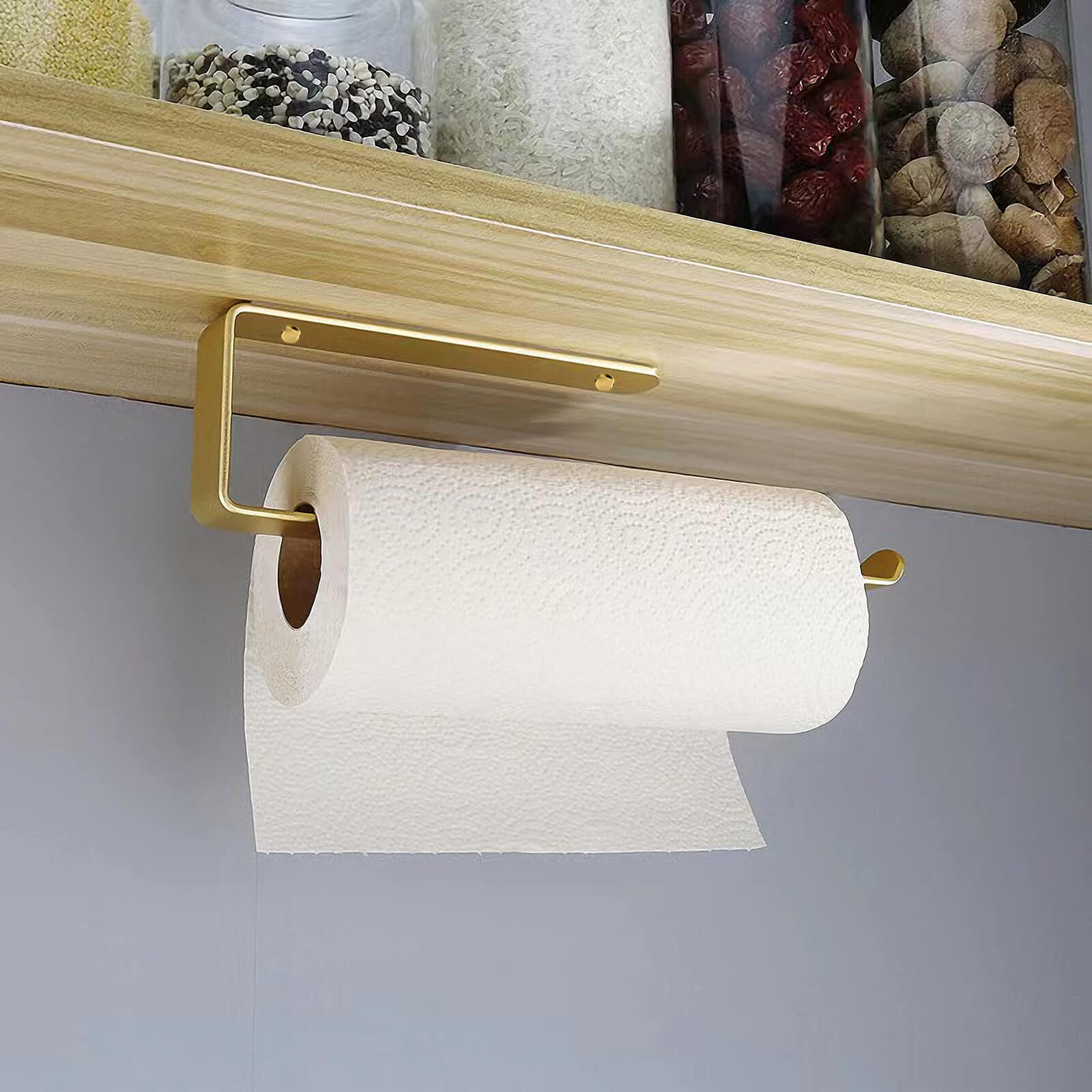 Gold Kitchen Bathroom Paper Holder Towel Holder Self Adhesive or Screw Mount 31cm V324-JWTBATHPAPRACK-31CMGD