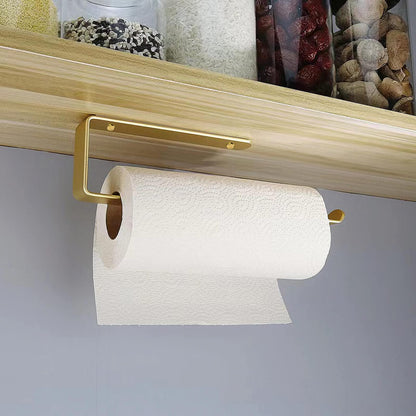 Gold Kitchen Bathroom Paper Holder Towel Holder Self Adhesive or Screw Mount 31cm V324-JWTBATHPAPRACK-31CMGD