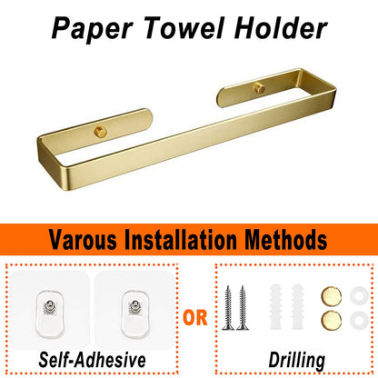 Gold Kitchen Bathroom Paper Holder Towel Holder Self Adhesive or Screw Mount 40cm V324-JWTBATHPAPRACK-40CMGD