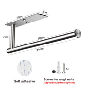 Kitchen Paper Holder Under Cabinet Wall Mount Adhesive Paper Towel Holder Rectangle Silver V324-JWTCPAPERHO-RCBS