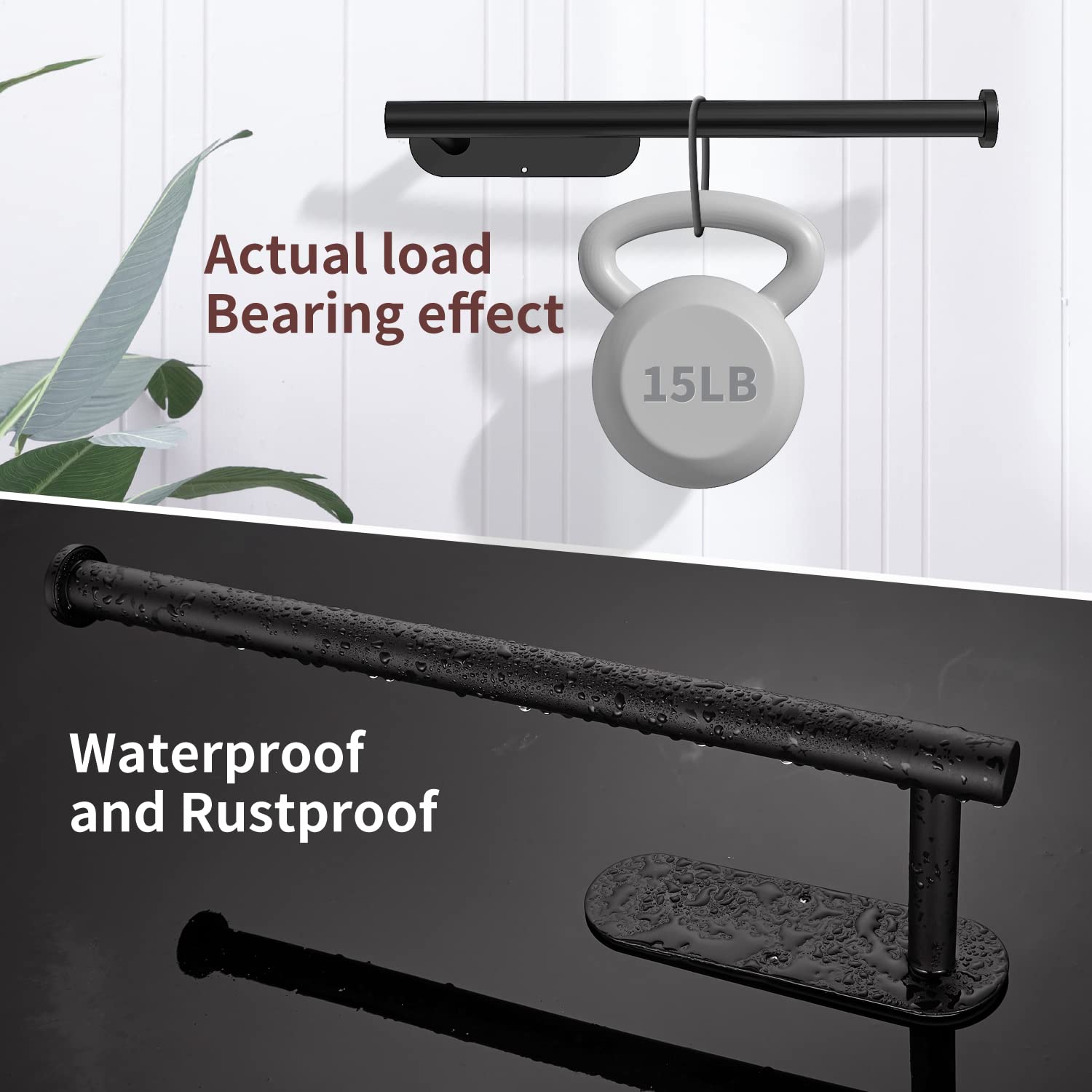 Kitchen Paper Holder Under Cabinet Wall Mount Adhesive Paper Towel Holder Black V324-JWTCPAPERHO-RDBK