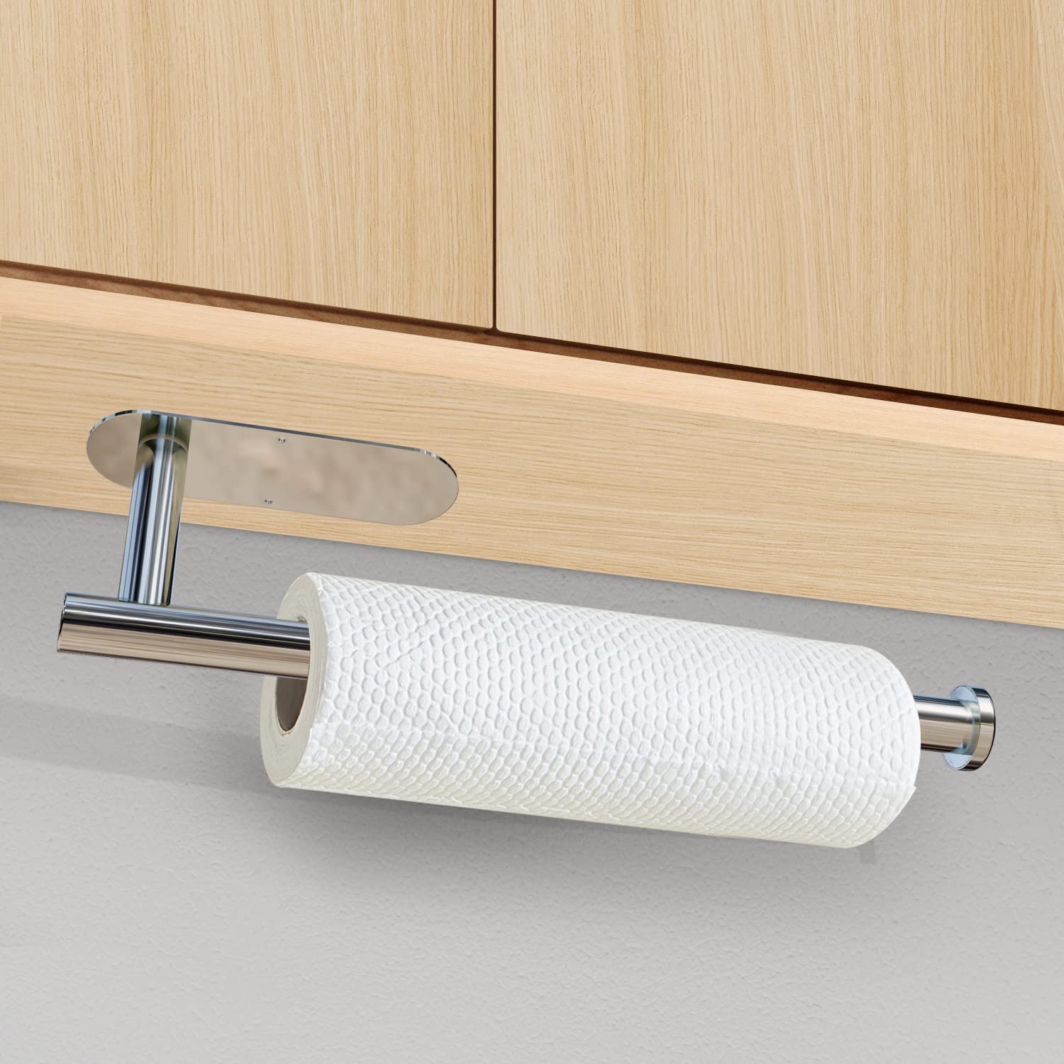 Kitchen Paper Holder Under Cabinet Wall Mount Adhesive Paper Towel Holder Silver V324-JWTCPAPERHO-RDBS
