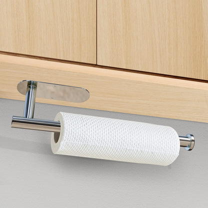 Kitchen Paper Holder Under Cabinet Wall Mount Adhesive Paper Towel Holder Silver V324-JWTCPAPERHO-RDBS
