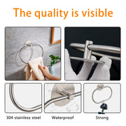 Bathroom Towel Ring Bathroom Towel Rack Adhesive Hand Towels Holder Towel Hanger Silver V324-JWTCTOWLRACK-OVSI