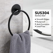 Bathroom Towel Ring Bathroom Towel Rack Adhesive Hand Towels Holder Towel Hanger Round Black V324-JWTCTOWLRACK-RDBK