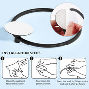 Bathroom Towel Ring Bathroom Towel Rack Adhesive Hand Towels Holder Towel Hanger Round Black V324-JWTCTOWLRACK-RDBK