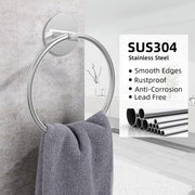 Bathroom Towel Ring Bathroom Towel Rack Adhesive Hand Towels Holder Towel Hanger Round Silver V324-JWTCTOWLRACK-RDSI