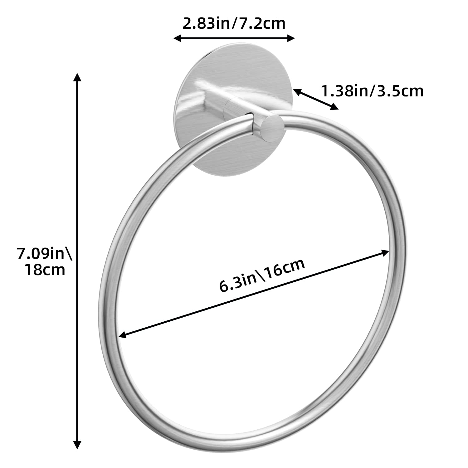 Bathroom Towel Ring Bathroom Towel Rack Adhesive Hand Towels Holder Towel Hanger Round Silver V324-JWTCTOWLRACK-RDSI