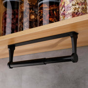 Kitchen Paper Holder Under Cabinet Screw Wall Mount Adhesive Paper Towel Holder Rectangle Black V324-JWTPAPRACK-C8BK