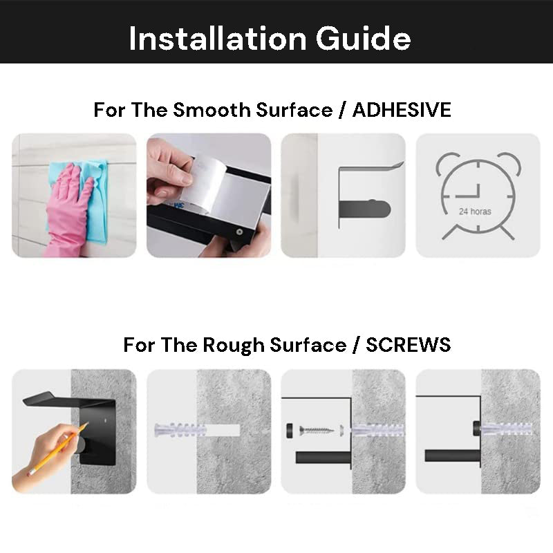 Kitchen Paper Holder Under Cabinet Screw Wall Mount Adhesive Paper Towel Holder Rectangle Black V324-JWTPAPRACK-C8BK