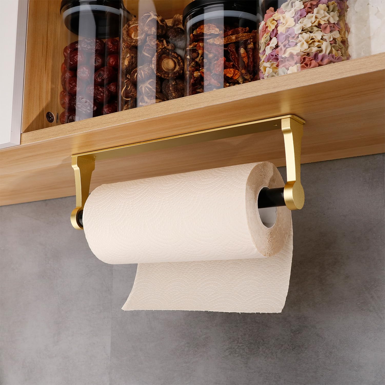 Kitchen Paper Holder Under Cabinet Screw Wall Mount Adhesive Paper Towel Holder Rectangle Gold V324-JWTPAPRACK-C8GD