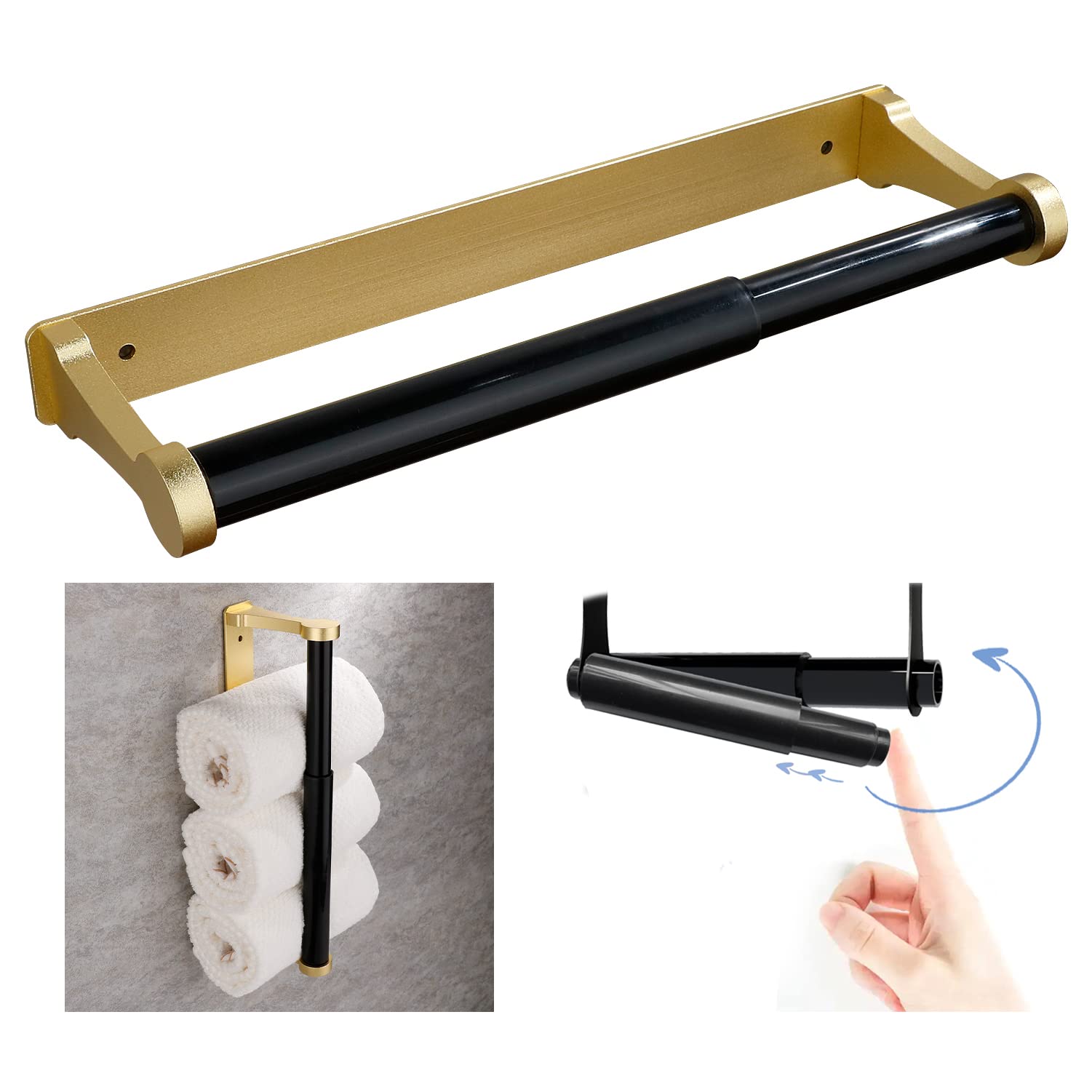 Kitchen Paper Holder Under Cabinet Screw Wall Mount Adhesive Paper Towel Holder Rectangle Gold V324-JWTPAPRACK-C8GD