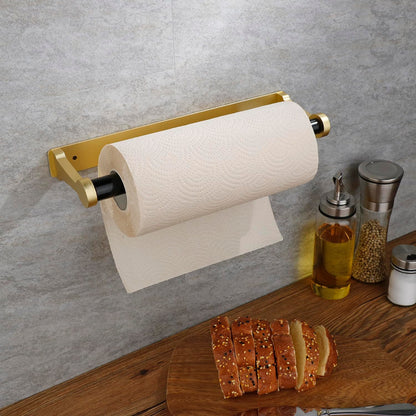 Kitchen Paper Holder Under Cabinet Screw Wall Mount Adhesive Paper Towel Holder Rectangle Gold V324-JWTPAPRACK-C8GD