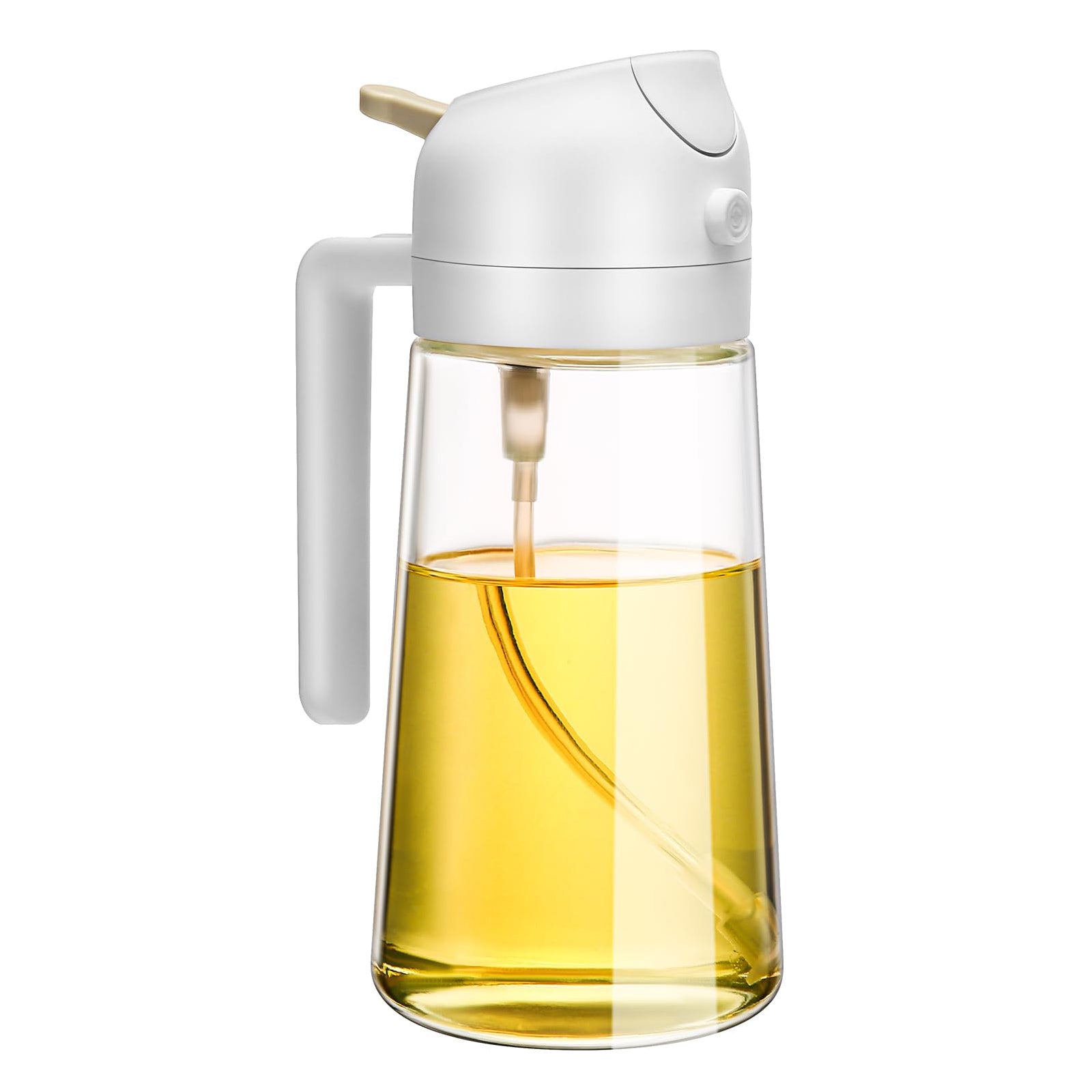 600ml 2 in 1 Glass Oil Sprayer Dispenser Kitchen Sprayz Cooking Baking Oil Bottle BBQ Spray White V324-KI-OIBOTTLE-WH