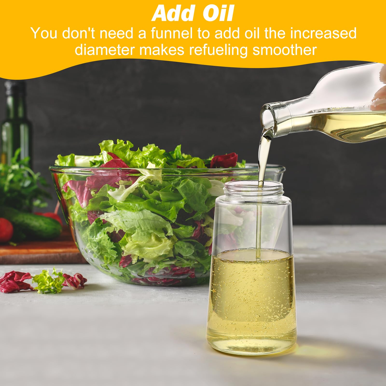 600ml 2 in 1 Glass Oil Sprayer Dispenser Kitchen Sprayz Cooking Baking Oil Bottle BBQ Spray White V324-KI-OIBOTTLE-WH