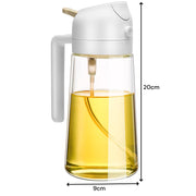 600ml 2 in 1 Glass Oil Sprayer Dispenser Kitchen Sprayz Cooking Baking Oil Bottle BBQ Spray White V324-KI-OIBOTTLE-WH