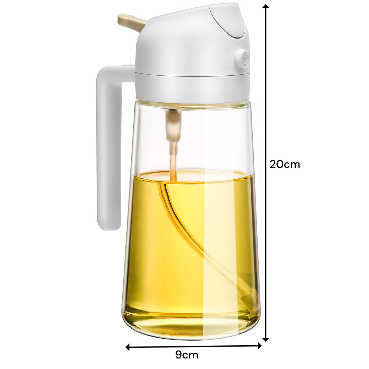 600ml 2 in 1 Glass Oil Sprayer Dispenser Kitchen Sprayz Cooking Baking Oil Bottle BBQ Spray White V324-KI-OIBOTTLE-WH
