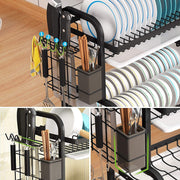 Dish Rack 2 Tier Dish Dryer Drainer Stainless Steel Dish Drying Rack Drip Trays Side Holder Kitchen Storage V324-KITRACK2L-39CM