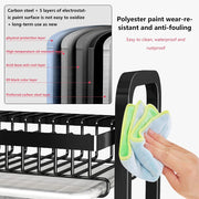 Dish Rack 3 Tier Dish Dryer Drainer Stainless Steel Dish Drying Rack Drip Trays Side Holder Kitchen Storage V324-KITRACK3L-61CM